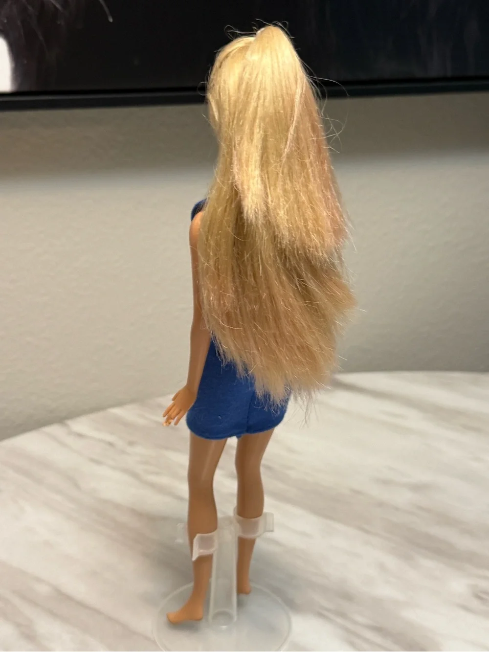 Barbie Mattel blonde hair newer gen in blue halter dress